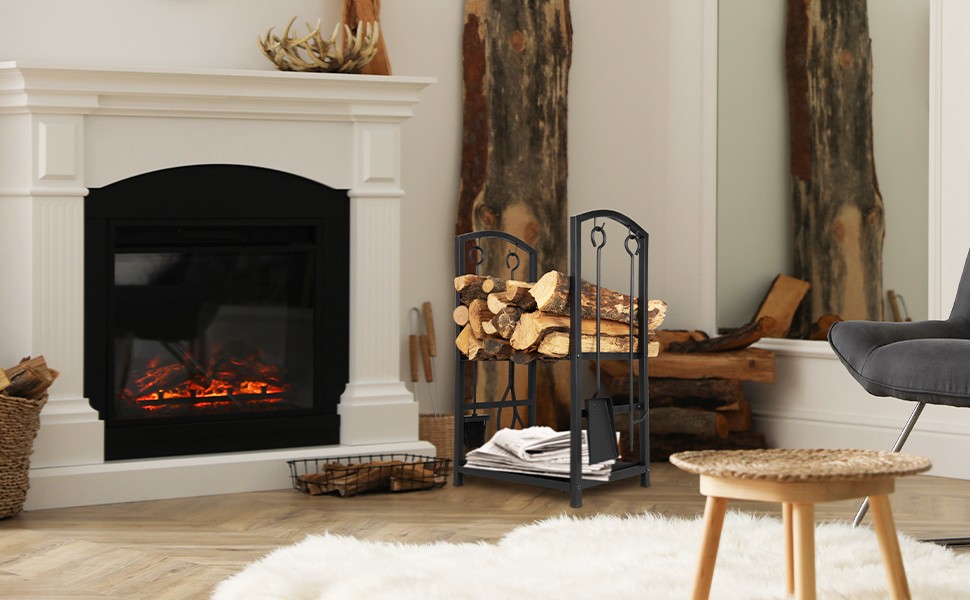 firewood rack with fireplace tools firewood rack with fireplace tools