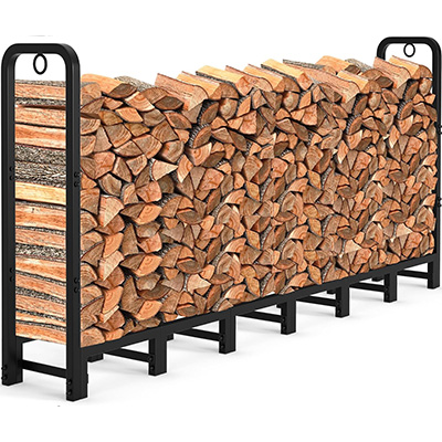 irewood Rack Outdoor 8ft Heavy Duty Logs Holder for Indoor Fireplace Metal Wood