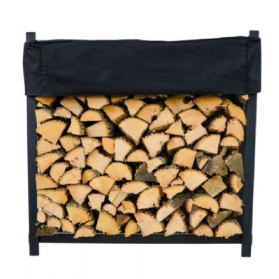 4ft Firewood Log Rack with Cover Outdoor, Heavy Duty Indoor Outdoor Firewood Storage Log Rack
