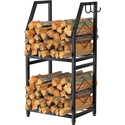 Firewood Rack Indoor with Log Carrier, 34inch Outdoor Wood Rack for Firewood,Fire Wood Storage