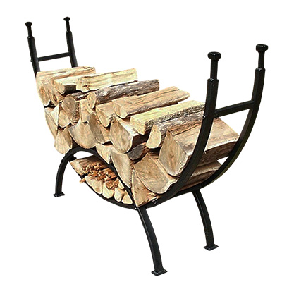 Curved Firewood Rack 33 inches Powder-coated Metal Fireplace Log Holder for Firewood Storage