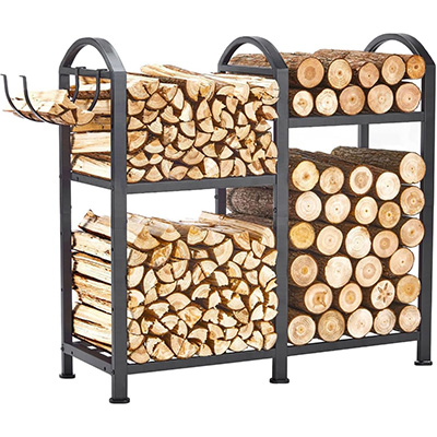 firewood Rack Indoor With Hooks, 31inch Firewood Rack, log holders for firewood outdoor