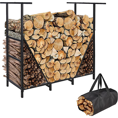 8ft Firewood Rack Outdoor, Firewood Rack Holder, Adjustable Heavy Duty Firewood rack