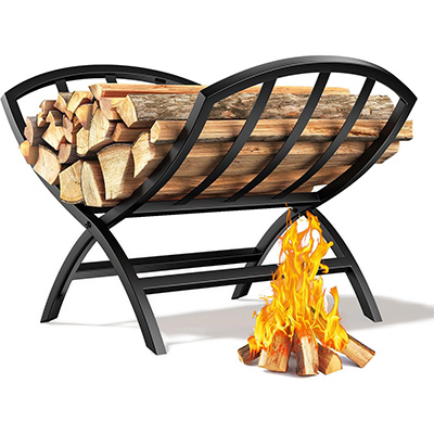 Firewood Rack Outdoor Indoor, Foldable Wood Rack Metal Firewood Holder Indoor Small Log Wood Storage