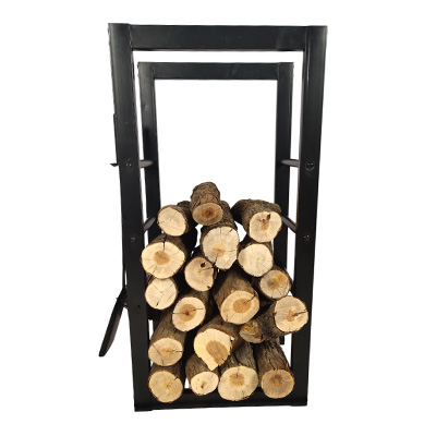 Adjustable Firewood Shelf with 4 Hooks for Indoor and Outdoor