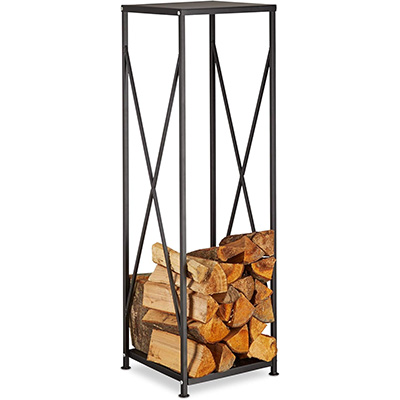 Fireplace Shelf for Logs Storage Wood Steel Basket Wood Log Rack Height 111 x 34 x Depth 34 cm Black