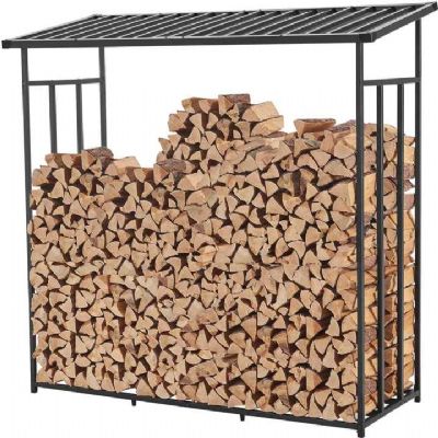 Outdoor Wood Garden Log Shelf Firewood Storage Metal Shelf for Fireplace Wood