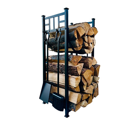 Firewood Rack with 4 Fireplace Tools 80 cm x 40 cm x 30 cm for Indoor Outdoor Log Holder with High Log Rack Fireplace Wood