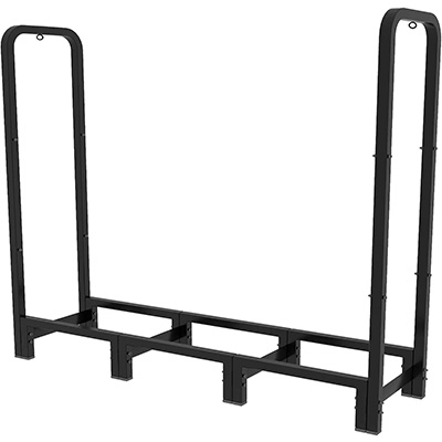 122 cm Firewood Rack Indoor and Outdoor - Black Powder Coated Steel Wooden