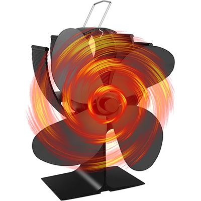Wood Stove Fan Fireplace 4 Blade Heat Powered Stove Fan for Wood Log Wood Burner Fireplace Eco Friendly Fan