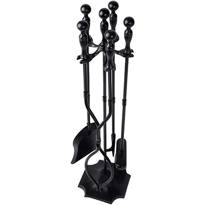 5 Pieces 31In Fireplace Tools Set, Wrought Iron Fireplace Tools with Ergonomic Handle,