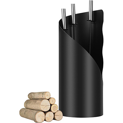 3-Piece Concealed Fireplace Companion Set Poker, Broom, Shovel and Stand